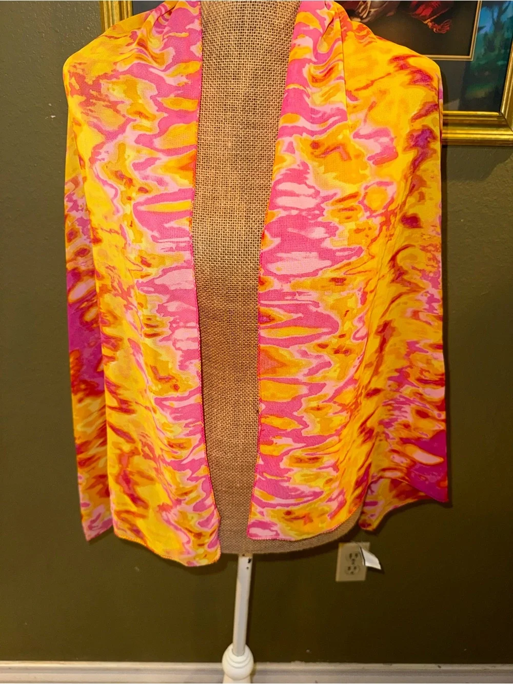 Vibrant Tie-Dye Orange & Pink Lightweight Shawl